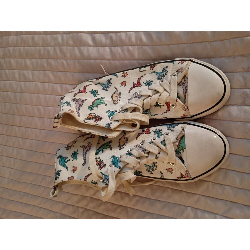 Hot Topic DINOSAURS Womens sz 10 High top Lace Up White Very Good Condition